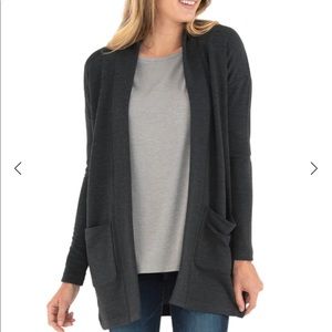 Free Fly Apparel size Medium Thermal Fleece Cardigan Charcoal Gray Long Pockets